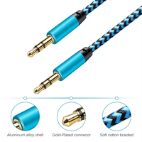 Haute qualité 3.5mm fil Audio tressé tête métallique mâle à mâle ligne câble AUX 1M 3FT câble en Nylon