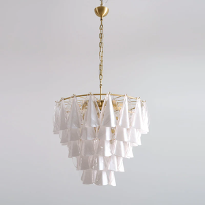 Lampadario italiano Vintage in vetro bianco Murano - Product Image 2