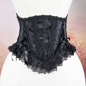 Black Lace Waist Cincher <b>Corset</b> <b>Belt</b> with Bow Tie Closure Slimming Waist Trainer - Product Image 6