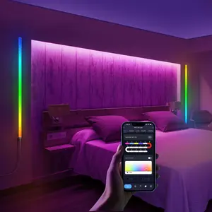 음악 동기화 홈 드림 컬러 DIY 램프 와이파이 스마트 앱 제어 6 세그먼트 글라이드 rgbic Led rgb 활기찬 벽 조명 게임