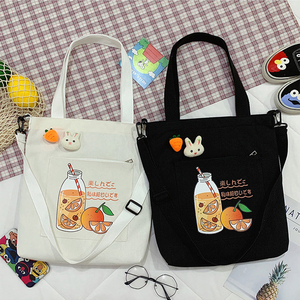 Wholesale Promotional Cute Cartoon Pattern Organic Cotton Canvas Tote Bags with Custom Printed Logo