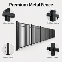 Kit de clôture en aluminium noir thermolaqué, clôture métallique décorative résistante aux intempéries, conforme aux codes de sécurité pour piscines en Amérique du Nord