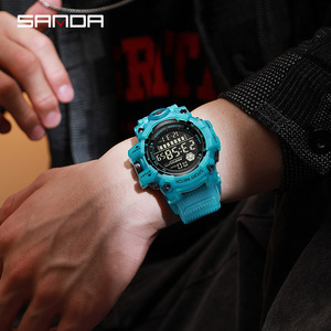 Montre de sport SANDA 6229 <span class=keywords><strong>pour</strong></span> homme, montre électronique numérique, montre-<span class=keywords><strong>bracelet</strong></span> résistante aux chocs, compte à rebours, étanche 5ATM, <span class=keywords><strong>bracelet</strong></span> - Product Image 5