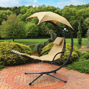 Fauteuil suspendu d'extérieur avec auvent, chaise balançoire rembourrée imperméable pour patio, jardin, terrasse, bord de piscine - Product Image 3