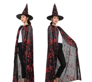Ensemble de costumes d'horreur d'Halloween pour enfants Cape de sceau de sang avec chapeau de lanterne de sorcière seau citrouille pour la fête - Product Image 4