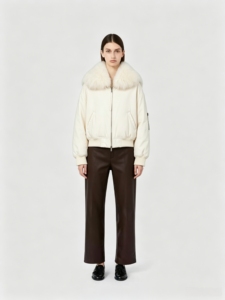 LOVEXUAN Chaqueta Bomber de Plumón Premium para <span class=keywords><strong>Mujer</strong></span>, 100% Poliéster, Cuello de Piel de Zorro Genuina, Plumón de <span class=keywords><strong>Ganso</strong></span> Ligero, Corte Corto - Product Image 1