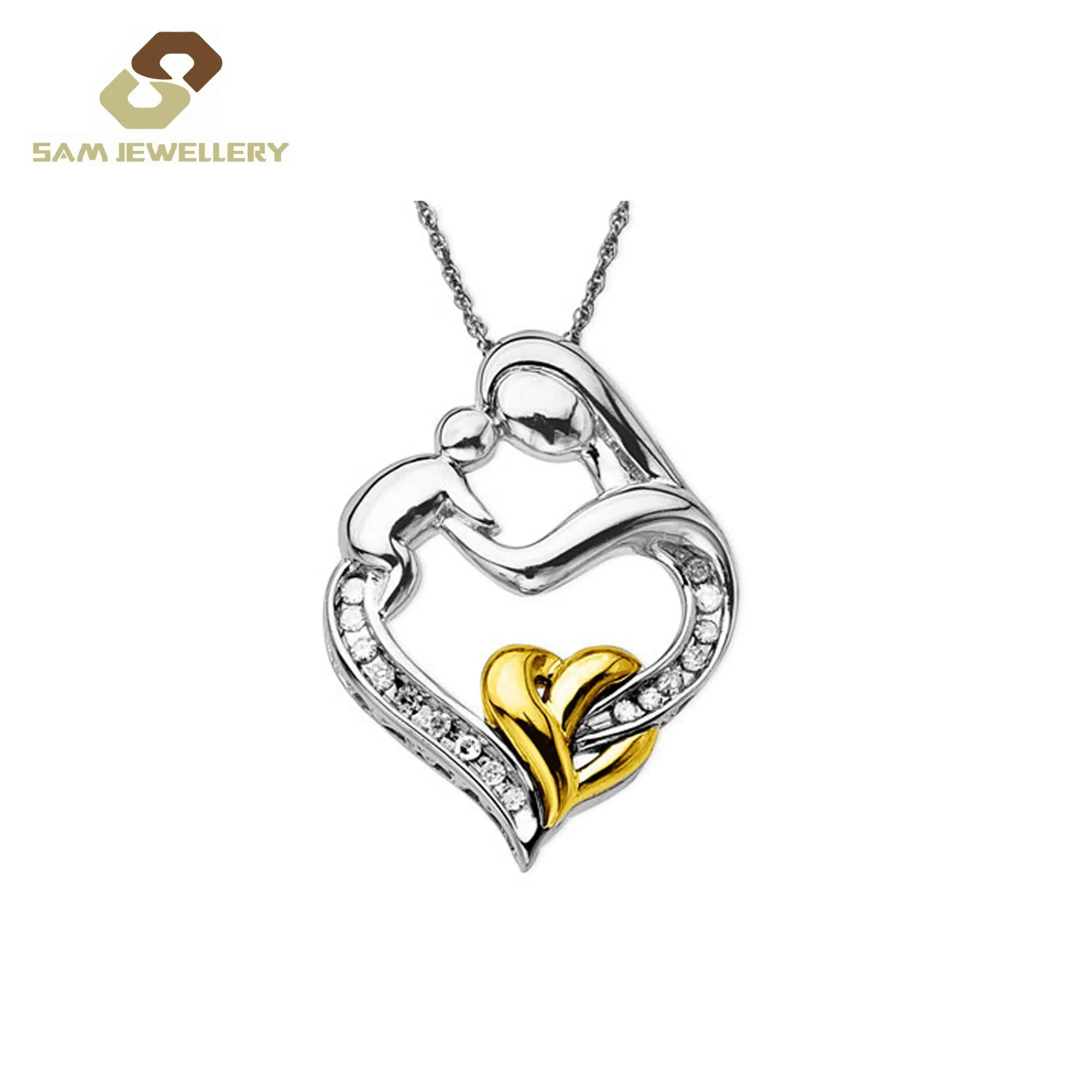 Ciondolo a cuore adorabile per gioielli per bambini in argento Sterling 925 e regalo di gioielli con ciondolo a cuore in vero oro 9 ct