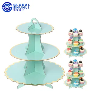 3-Tier Cardboard Cupcake Stand Tower Flyome Round Dessert Tree Tower Universal for Christmas Weddings Birthdays Parties