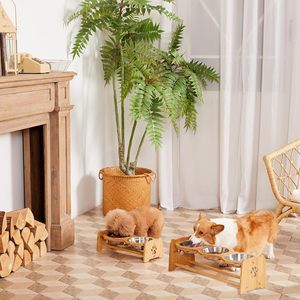 Bols surélevés <span class=keywords><strong>pour</strong></span> chiens et chats en PET, réglables, avec pieds antidérapants, design découpé en forme de patte, portables <span class=keywords><strong>pour</strong></span> voyage et usage intérieur (hauteur <span class=keywords><strong>4</strong></span>,7"-7") - Product Image 3