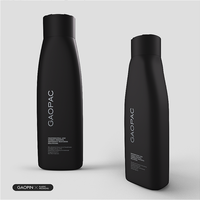 Bouteille en HDPE recyclable de 300/500 ml avec bouchon à disque, bouteille à presser pour shampooing, lotion corporelle, gel douche, savon liquide noir mat, emballage