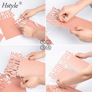 1st cumpleaños foto Banner para recién nacido a 12 meses-hito mensual fotografía Bunting Garland, oro rosa) SD707 - Product Image 4