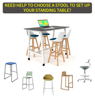 Table de collaboration de bureau réglable en hauteur avec pieds en métal en forme de A, table de bar moderne pour les espaces de réflexion et de réunion