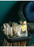 Pichet à eau et à lait en verre borosilicate transparent, 1600ml + 320ml * 6, avec boîte cadeau, vente en gros