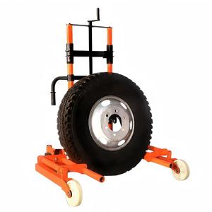 Chariot à roulettes rouges à double roue, capacité 600 kg, avec roues en plastique pour le déplacement des pneus de voiture, hauteur 1450 mm - Product Image 4