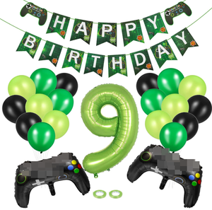 Ballons en feuille de contrôleur de jeu vidéo pour fête d'<span class=keywords><strong>anniversaire</strong></span> de 9 <span class=keywords><strong>ans</strong></span>, garçon et fille, joyeux <span class=keywords><strong>anniversaire</strong></span>, 0-9, ballons en latex à l'hélium, fournitures cadeaux - Product Image 1