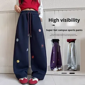 <span class=keywords><strong>Pantaloni</strong></span> Larghi in Pile con Stampa e Rivestimento in PU alla Moda per Ragazze delle Scuole Medie, Nuovo Stile Autunno Inverno 2025 per Bambini - Product Image 2