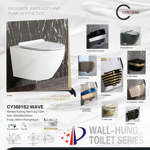 โถสุขภัณฑ์ติดผนังเซรามิกดีไซน์มินิมอลสมัยใหม่ ระบบไซโคลนฟลัชชิ่ง แบบไร้โครง ติดผนัง ระบบ P-trap เหมาะสำหรับโรงเรียน - Product Image 5