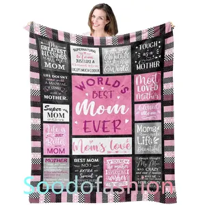 Popular Hot Sell Creative world's best mom ever Gift blanket English envelope series letter to my mom fleece blankets