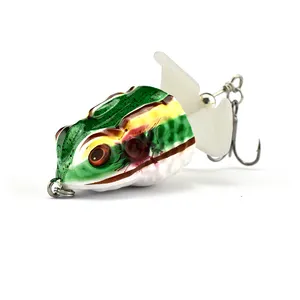 70mm/16g NEW Hard Frog esca da pesca con Spinner coda rotante Bass Fish Lure Top water Floating Fishing Lure Frog