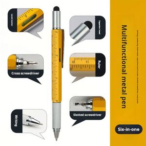 Stylo multifonction 6-en-1 X923-1 – Stylo bille multi-couleurs, outil technologique, stylet métallique avec niveau et tournevis - Product Image 3