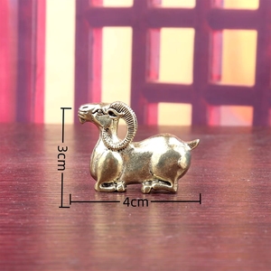 1 pieza de cobre macizo con diseño de Cabra del Zodíaco, mascota de té, decoración para el hogar, artesanía de latón para escritorio, adornos - Product Image 3