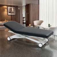 Table de massage électrique moderne à 2 moteurs avec vérin à gaz, réglable en hauteur, en cuir synthétique, avec appui-tête, pour salon, hôtel, école