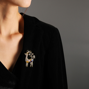 <span class=keywords><strong>Broche</strong></span> en cuivre et Zircon magnifique, pour femmes, excellente qualité, bijoux en or, mouton, cerf, coloré - Product Image 6