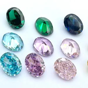 Vente en gros de pierres précieuses en zircon cubique CZ, diverses couleurs, coupe de glace ovale écrasée, pierre en vrac utilisée pour l'incrustation de bijoux