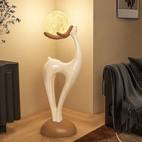 HJ HOME Veilleuse créative Mère et Fils Cerf, style postmoderne, lumière blanche chaude, commande tactile, ornement de sol pour salon et chambre à coucher