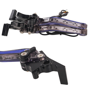 Manillar de motocicleta modificado tipo Bullhorn con luces, puños de freno, frenos de disco/tambor delanteros/traseros, intermitentes y palancas de freno CNC - Product Image 4