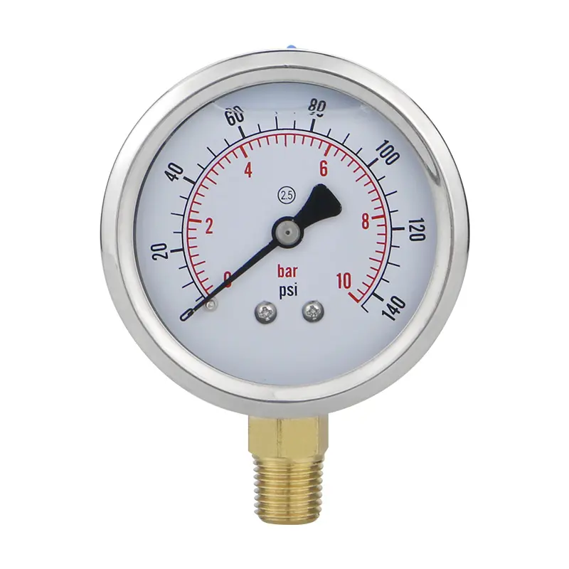 Hoge Kwaliteit Goedkope Prijs 2.5Inch Bodem Aansluiting Glycerine Vulling Hydraulische Manometer Manometer Drukmeters
