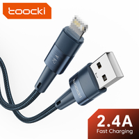 Kabel Pengisian Cepat Toocki Flexible 2.4A 480Mbps Sinkronisasi Data Desain Logam Anti-Erosi Pengenalan Cerdas untuk iPhone