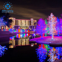 Anpu Beleuchtung Riesiges RGB Farbwechsel-LED-Baum-Motiv-Lichtset Heimdekoration IP44 Wasserdicht Weihnachten Halloween Festival