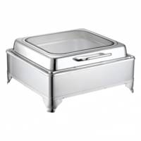 Gewerblicher 8L Edelstahl-Buffet-Chafing-Dish mit Alkoholbetrieb und Manueller Temperaturregelung, Hotel-Speisenwärmer