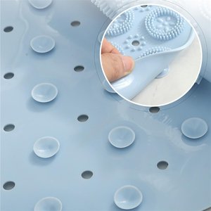 แผ่นรองอาบน้ำกันลื่นแบบวงกลมสำหรับห้องน้ำ แผ่นรองอาบน้ำ TPE พร้อมจุกดูด นวดผ่อนคลาย ช่วยระบายน้ำ ใช้ในบ้าน ห้องน้ำ อ่างอาบน้ำ - Product Image 4