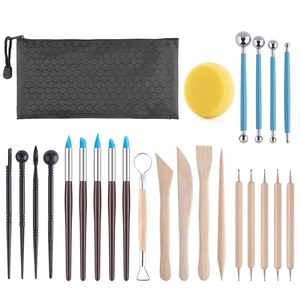 LISI 24pcs Set d'outils de modelage d'argile polymère sèche à l'air <span class=keywords><strong>Kit</strong></span> de peinture sur roche pour <span class=keywords><strong>poterie</strong></span> Sculpture Art Supplies - Product Image 1