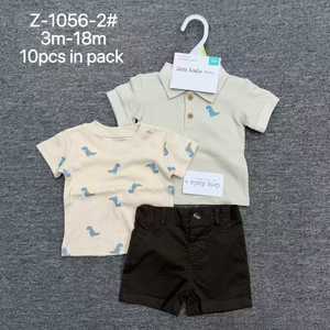 Ensemble de 3 pièces pour bébé garçon en coton 100% pour l'été, 2 hauts à manches courtes + shorts, vêtements décontractés pour 3 à 18 <span class=keywords><strong>mois</strong></span> - Product Image 2