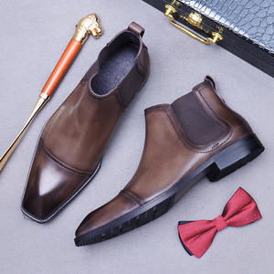 Bottes en cuir véritable pour hommes d'affaires, de haute qualité, à la mode, pour le bureau et les loisirs - Product Image 3