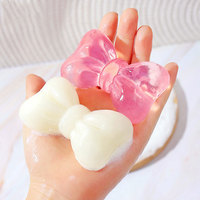 Jabón en Barra de Aceite Esencial con Lazo Rosa, Jabón Sólido Hidratante de Glicerina para Baño, para Todo Tipo de Piel