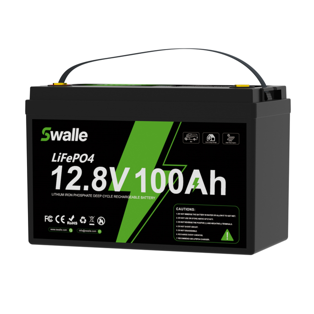 Swalle 12.8V 100ah Battery LiFePo4 Lithium Battery 12.8V 200Ah 6000 Cycles Caravan and Yacht Battery