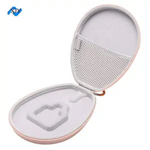 Earphone Headphone Portable Cases for Protection Zipper Hard Case Earphone Packaging Box PU Leather Headphone Case Pink