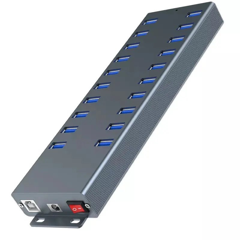 USB-разветвитель из алюминиевого сплава, 20 портов, 12 В, 10 А
