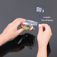 Récipient en plastique jetable Récipient inviolable à charnière transparente avec couvercle Boîte à sauce