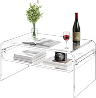 Table basse en acrylique transparente, table d'appoint transparente à bords incurvés pour salon, chambre, appartement, décoration intérieure, présentoir