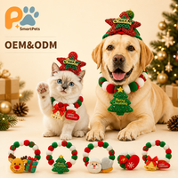 Nouveau style transfrontalier Noël Matériau PP Blocs de couleur Collier en fourrure pour animaux Nœud papillon en forme d'élisar Accessoires d'hiver décontractés pour chats et chiens