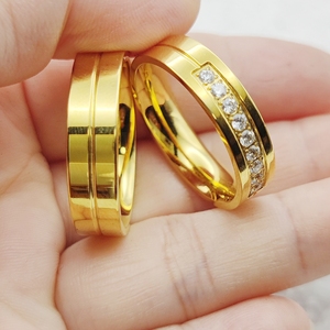 Anillo dorado Zirconia Promise Anillo <span class=keywords><strong>de</strong></span> compromiso <span class=keywords><strong>de</strong></span> boda Dedo grande Tamaño 15 Te amo Joyería 2024 Novia y novio - Product Image 3