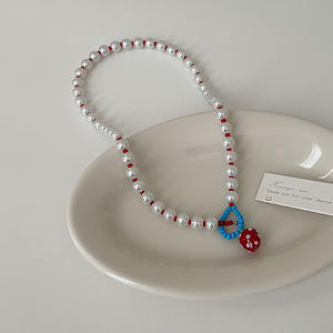 สร้อยคอมุกเทียมรูปสตรอเบอรี่หวานสร้อยคอแฟชั่นสำหรับผู้หญิงเครื่องประดับประจำวัน - Product Image 2