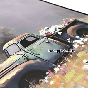 Bauernhaus-Oldtimer Leinwand-Wandkunst, Alte Scheunenbilder Wandkunst, Ländliche Antike Pickup-Truck Leinwanddrucke für Frühlingsdekoration - Product Image 3