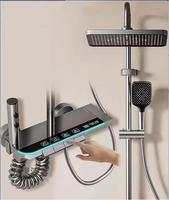Système de douche à affichage numérique LED, touches piano, thermostatique, avec douchette pluie et pulvérisateur bidet, pour projets hôteliers OEM