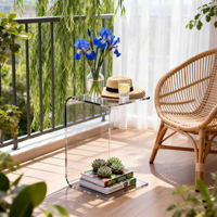 Direkt vom Hersteller: Transparenter Acryl-Kaffeetisch für Balkon, Büro-Empfangsbereich, Kleiner Magazinhalter für Desserts und Obst